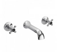 Bayswater Black & Chrome Crosshead 3TH Wall Bath Filler with Hex Collar