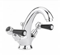 Bayswater Black & Chrome Lever Mono Basin Mixer with Dome Collar