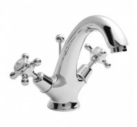 Bayswater White & Chrome Crosshead Mono Basin Mixer with Dome Collar