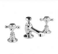 Bayswater Black & Chrome Crosshead 3TH Deck Basin Mixer with Hex Collar