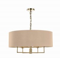 Jamelia 5 Light Shadelier Antique Brass Taupe Shade