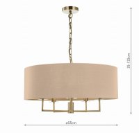 Jamelia 5 Light Shadelier Antique Brass Taupe Shade