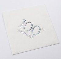 NJ Products Birthday Napkins 33cm (Pack of 15) - 100th