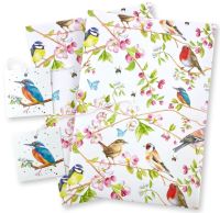 Garden Birds in Blossom Wrapping Paper 2 Sheets & Tags - Arty Penguin