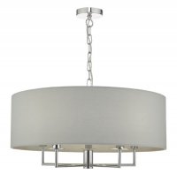 Dar Jamelia 5 Light Pendant Polished Chrome & Grey