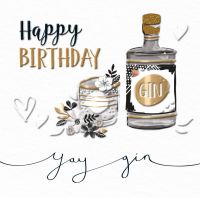 Birthday Card - Black & Gold Gin Drink Talking Pictures