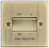 Knightsbridge 10AX 3 Pole Fan Isolator Switch - Square Edge Antique Brass (CS11AB)