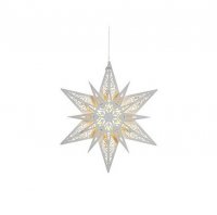 Premier Decorations Battery Operated White Wood Layered Star with LED