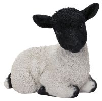 Vivid Arts Blackface Lamb Sheep Sitting - H17cm Lifelike Home Garden Ornament