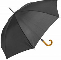 Mens Black Walking Umbrella Windproof Stormproof Automatic Wooden Handle Gents