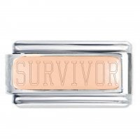 SURVIVOR Rose Gold Superlink Plate Engraved Inspirational Motivational Bracelet Charm