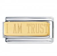 I AM TRUST 18K Gold Plate Engraved Superlink Inspirational Motivational Bracelet Charm