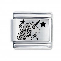 Unicorn & Stars Etched Italian Charm