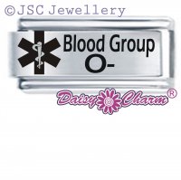 O- Blood Group Medical Alert Italian Charm