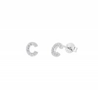 Silver Mini Letter C Stud Earrings