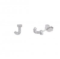 Silver Mini Letter J Stud Earrings