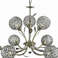 Searchlight Bellis II 9 Light Pendant - Antique Brass & Clear Glass Shade