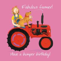 Birthday Card - Female Fabulous Farmer Tractor Girlpower - One Lump Or Two