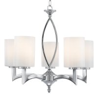 Searchlight Gina - 5Lt Ceiling, Chrome, White Glass Shades