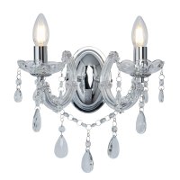 Searchlight Marie Therese 2 Light Wall Bracket Chrome Clear Crystal Glass