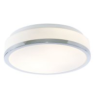 Searchlight Cheese-Bathroom-Ip44 2Lt Flush,Opal White Glass Shade W Chrome Trim Dia 28Cm
