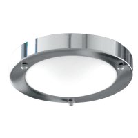 Searchlight Dublin Bathroom Flush Ip44  1Lt - 31Cm Chrome Domed Wht Glass