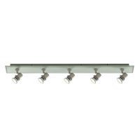 Searchlight Top Hat 5 Light Bar Spot Sat/Silver Glass Backplate Gu10