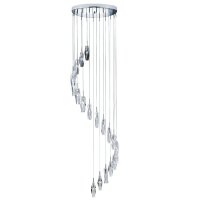 Searchlight Sculptured Ice 20 Light Multi-Drop Pendant-Chrome & Clear Crystal