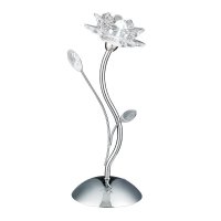 Searchlight Bellis - Table Lamp, Chrome, Clear Flower Glass