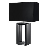 Searchlight Mirror Table Lamp - Tall Black -  Black Faux Silk Shade