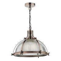 Dar Debut 1 Light Pendant Brushed Antique Copper