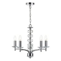 Dar Oleana 5 Light Pendant Polished Chrome Crystal