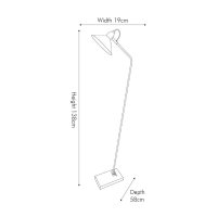 Pacific Lifestyle Canton Matt Black Metal and Glass Cone Floor Lamp
