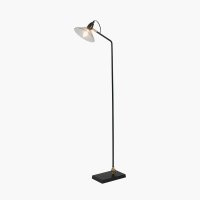 Pacific Lifestyle Canton Matt Black Metal and Glass Cone Floor Lamp