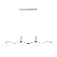 Searchlight Alexis LED Bar Lights Pendant 4 Light Chrome Bar/Matt Opal White Glass Shades