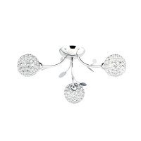 Searchlight Bellis Ii-3 Light Ceiling Semi-Flush Chrome & Clear Glass Deco Shade