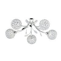 Searchlight Bellis Ii-5 Light Ceiling Semi-Flush Chrome & Clear Glass Deco Shade