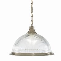 Searchlight American Diner - 1Lt Pendant, Antique Brass, Clear Glass