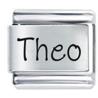 Theo Etched Name Italian Charm