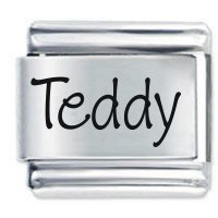 Teddy Etched Name Italian Charm