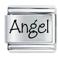 Angel Etched Name Italian Charm