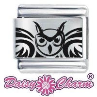 Tribal Owl etched Italian Charm