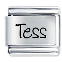 Tess Etched name Italian Charm