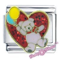 Teddy bear with Balloons Italian Charm