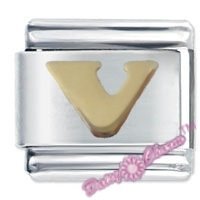 Smooth Letter V Italian Charm