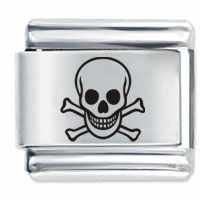 Skull &amp; Crossbones ETCHED Italian Charm