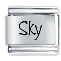 Sky Etched name Italian Charm