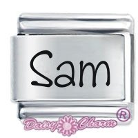 Sam Etched name Italian Charm