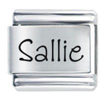 Sallie Etched name Italian Charm