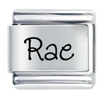 Rae Etched name Italian Charm